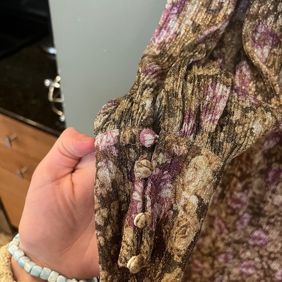 NWT For Love and Lemons Floral Shimmer Wynne Maxi Dress Cut Out Open Back Size S - Picture 5 of 9